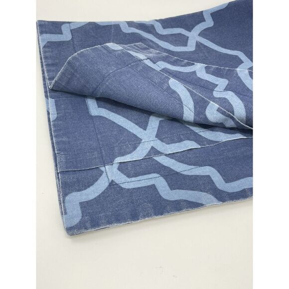 Pottery Barn Euro Pillow Sham Blue Trisha Geo Cotton Linen - Picture 5 of 6